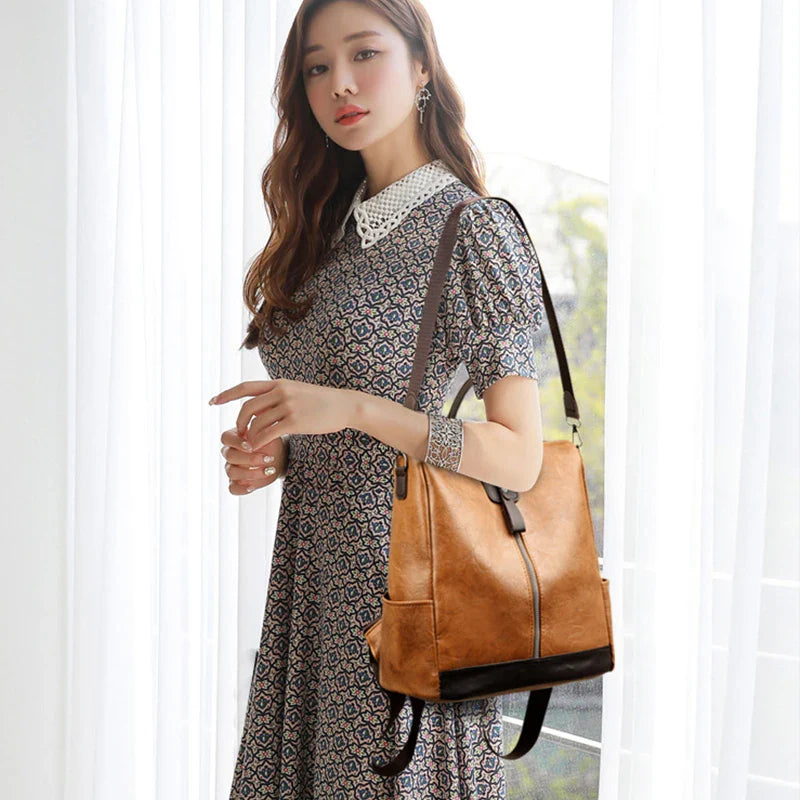 Sac à Dos Cuir Femme Convertible Vert