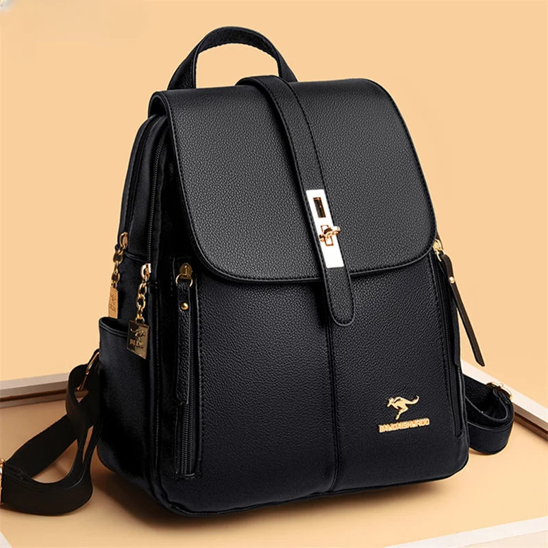Sac à Dos Cuir Rouge Décontracté Femme