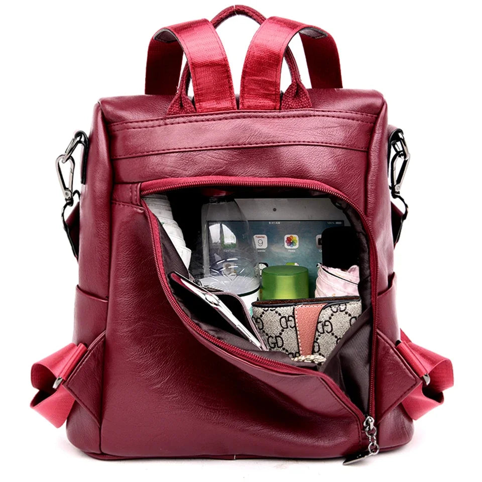 Sac à Dos Cuir Discret Anti-Vol Féminin