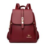 Sac à Dos Cuir Rouge Décontracté Femme