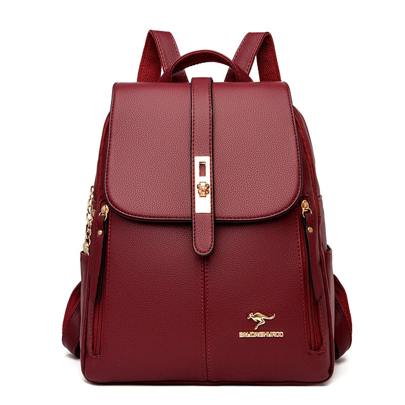 Sac à Dos Cuir Rouge Décontracté Femme