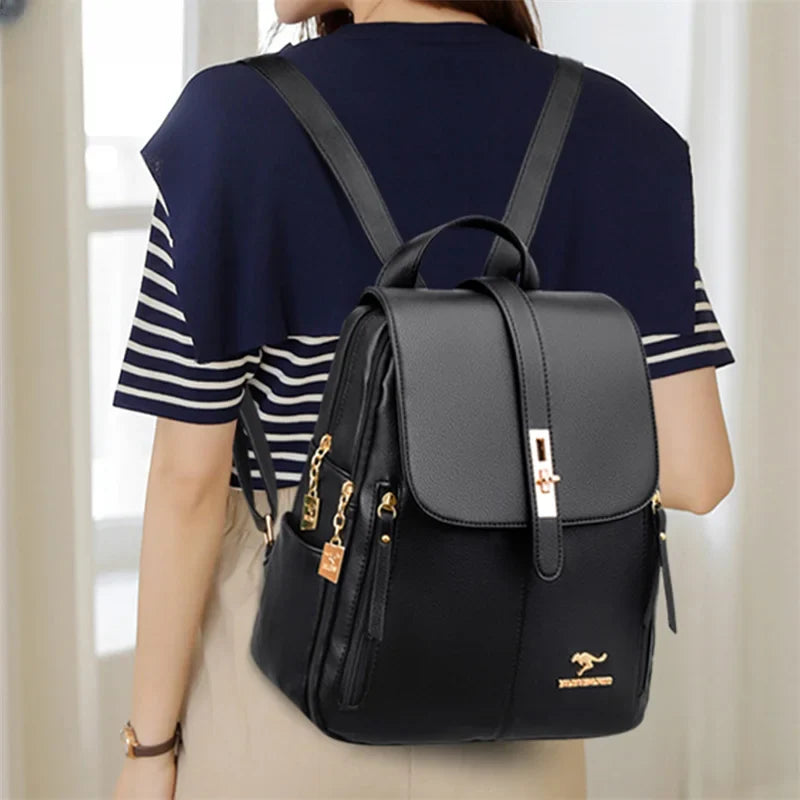 Sac à Dos Cuir Rouge Décontracté Femme