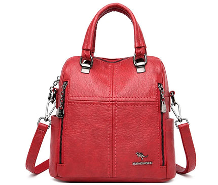 Sac à Dos Cuir Épaule Convertible Rouge