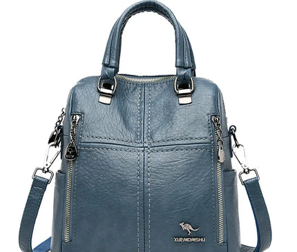 Sac à Dos Cuir Épaule Convertible Rouge