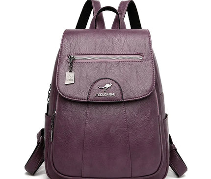 Sac à Dos Cuir Femme Rabat Marron