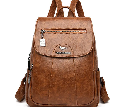 Sac à Dos Cuir Femme Rabat Marron