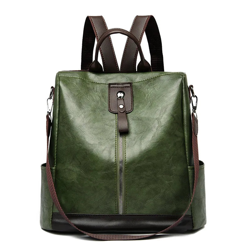 Sac à Dos Cuir Femme Convertible Vert