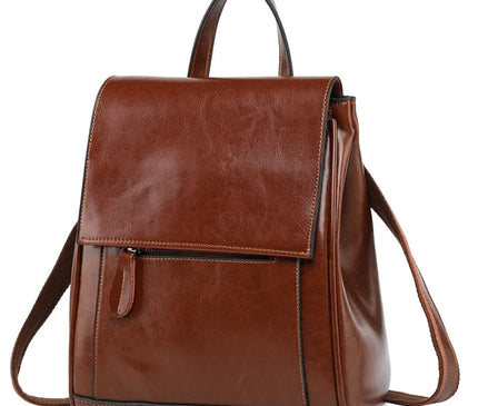 Sac à Dos Cuir Huilé Femme Rétro