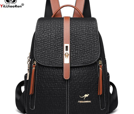 Sac à Dos Cuir Femme Gaufré Grande Capacité