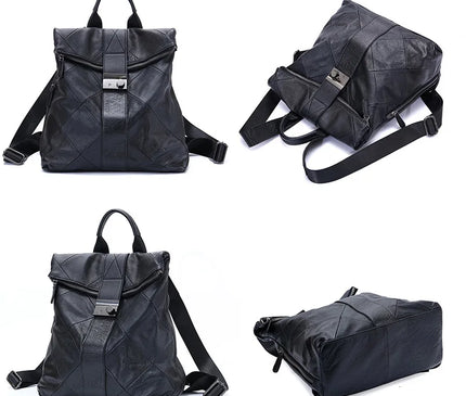 Sac à Dos Cuir Femme Sécurisé Patchwork
