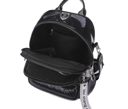 Sac à Dos Cuir Verni Pailleté Femme
