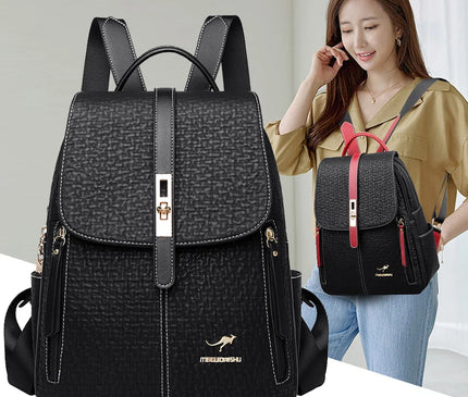 Sac à Dos Cuir Femme Gaufré Grande Capacité