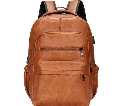Sac à Dos Cuir Homme USB Ordinateur Spacieux