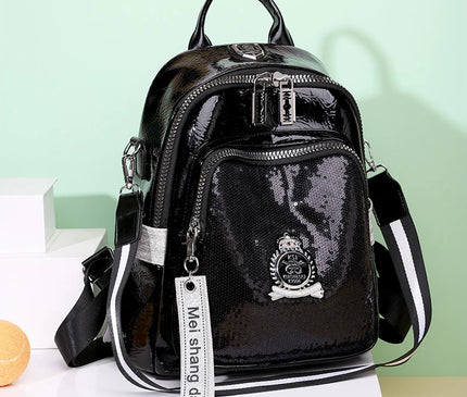 Sac à Dos Cuir Verni Pailleté Femme