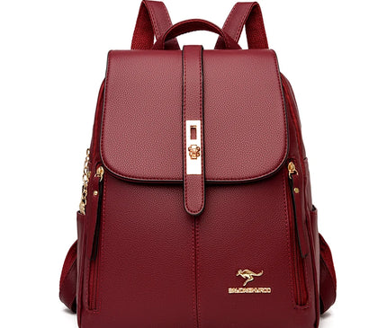 Sac à Dos Cuir Rouge Décontracté Femme