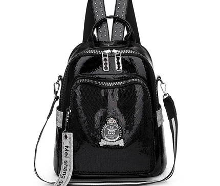 Sac à Dos Cuir Verni Pailleté Femme