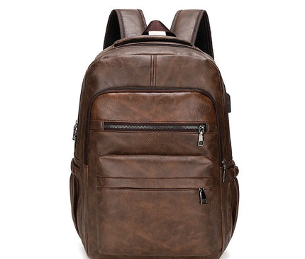 Sac à Dos Cuir Homme USB Ordinateur Spacieux