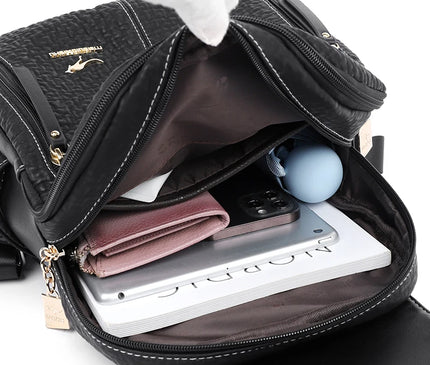 Sac à Dos Cuir Femme Gaufré Grande Capacité