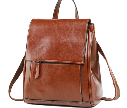 Sac à Dos Cuir Huilé Femme Rétro