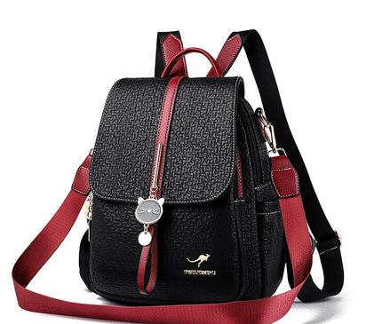 Sac à Dos Cuir Femme Gaufré Pompon