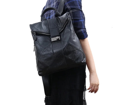 Sac à Dos Cuir Femme Sécurisé Patchwork