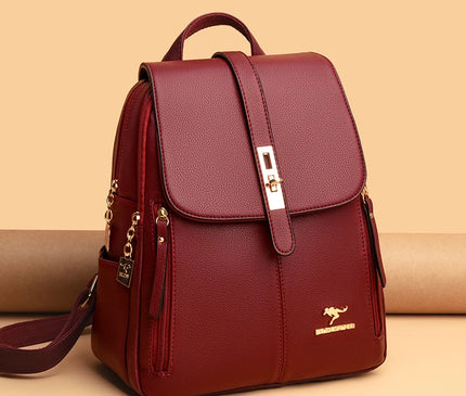 Sac à Dos Cuir Rouge Décontracté Femme