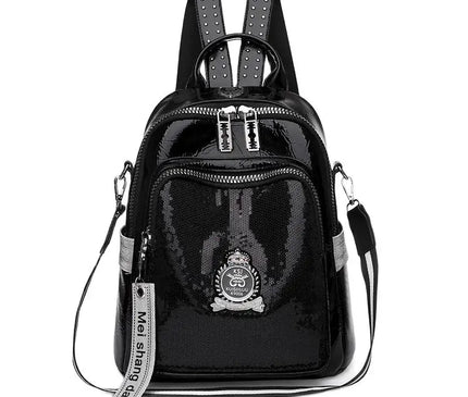 Sac à Dos Cuir Verni Pailleté Femme